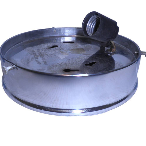 Vintage 70's 1-light 6-1/2" Flush Mount Ceiling Light, Cut Glass, White & Clear - Picture 4 of 10